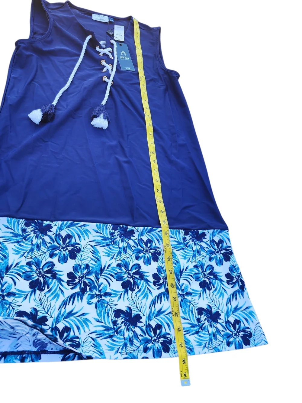 Cabana Life x Talbots Seychelles Blue Lace-Up Beach Dress UPF 50+ size Small